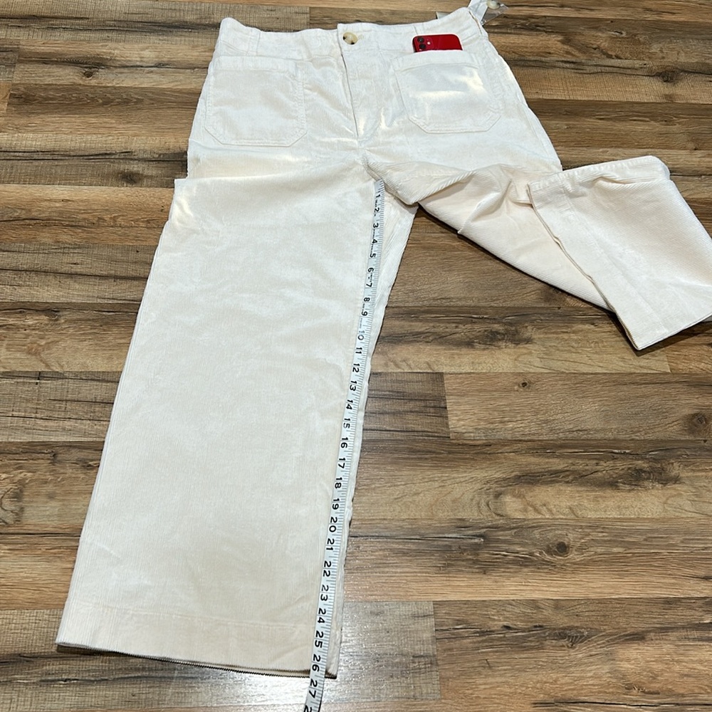 MAEVE BY ANTROPOLOGY WOMEN THE COLETTE RIBBED WIDE LEG PANT CREAM Sz 32 NEW - Picture 6 of 12